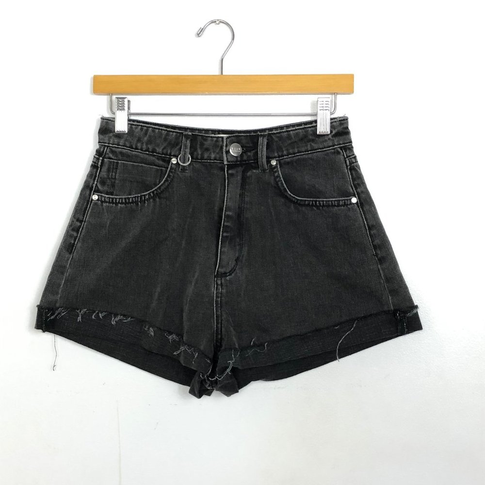 Neuw Black Denim High Rise Distressed Shorts